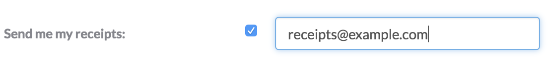 Screenshot of billing receipt email settings